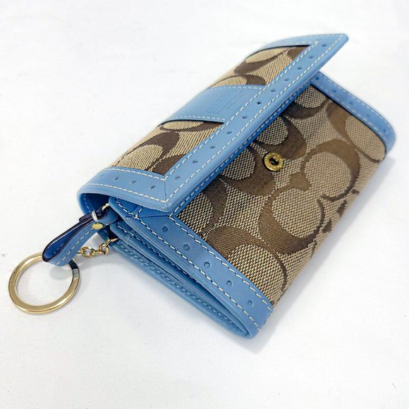 Coach Vintage Leather & Canvas Wallet with Key Chain - Picture 8 of 11